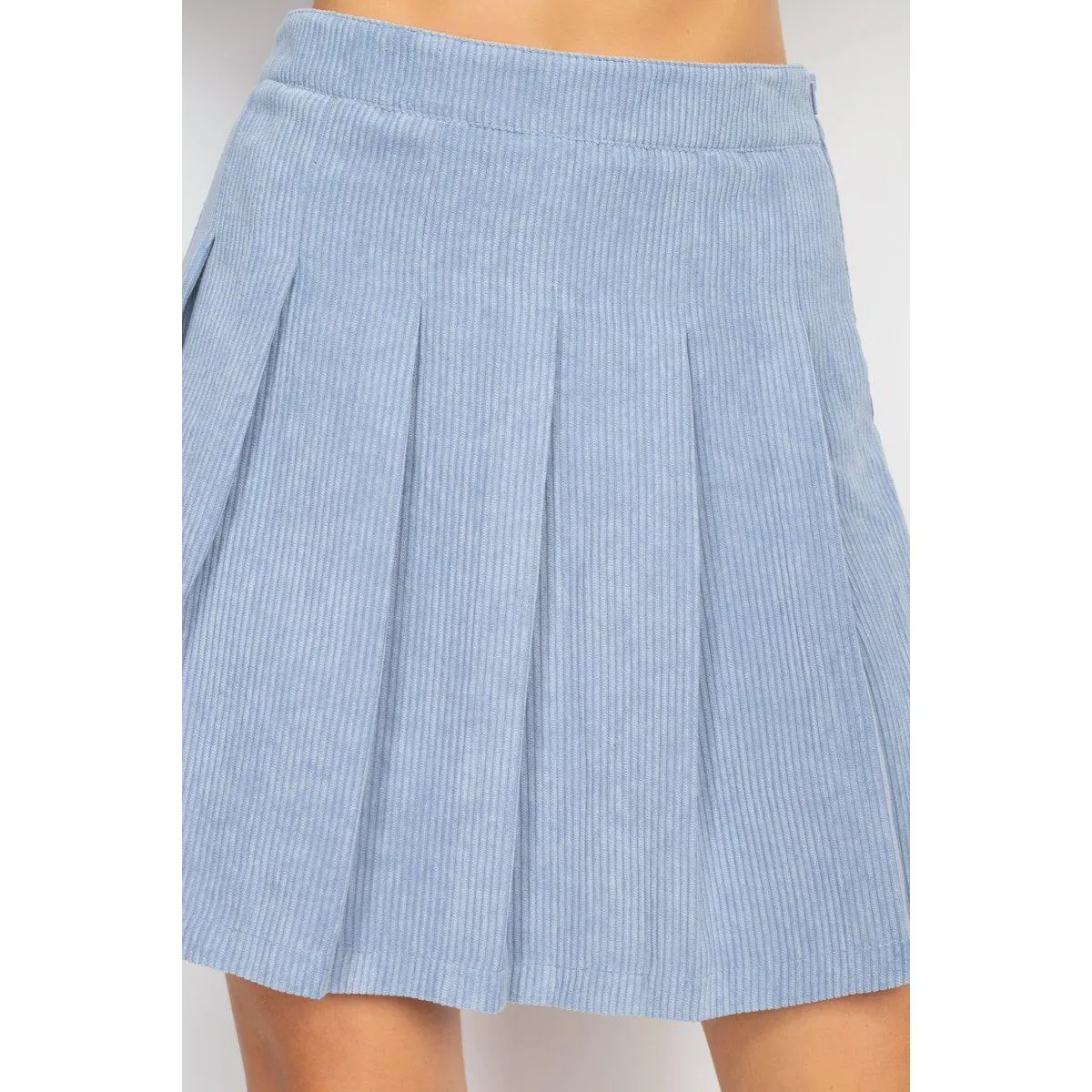 A-line Corduroy Pleated Mini Skirt