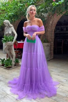 A-line Off Shoulder Prom Dresses, Wedding Party Dresses, Newest 2024 Long Prom Dresses