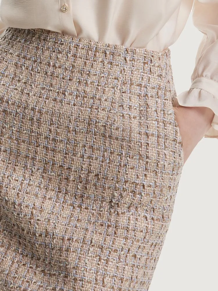 A-line Woolen Tweed Mini Skirt