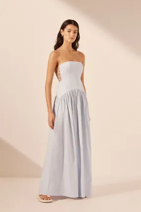 AMADA LACE UP STRAPLESS MAXI DRESS - ICE BLUE