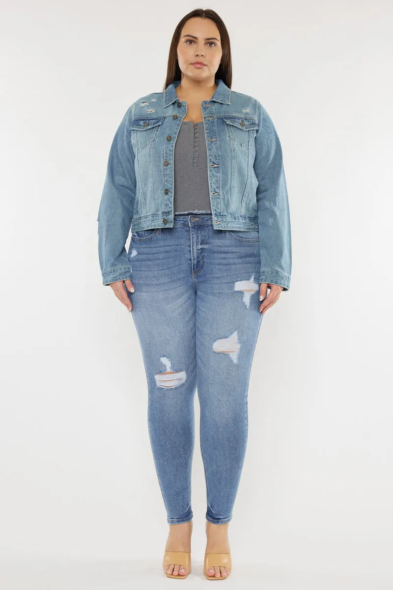 Aria Classic Trucker Denim Jacket (Plus Size)