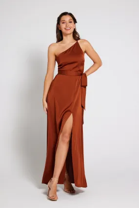 Aria One Shoulder Maxi Dress - Rust