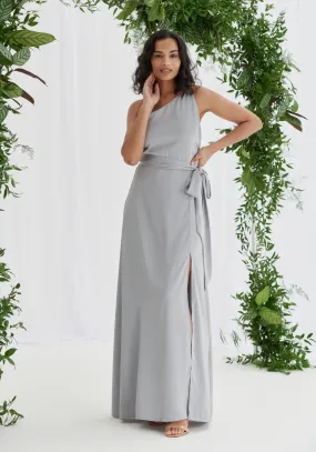 Aria One Shoulder Maxi Dress - Silver