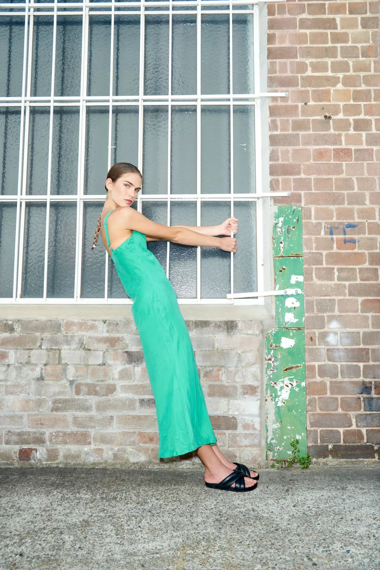 Arianne Cupro Slip Dress- Jade