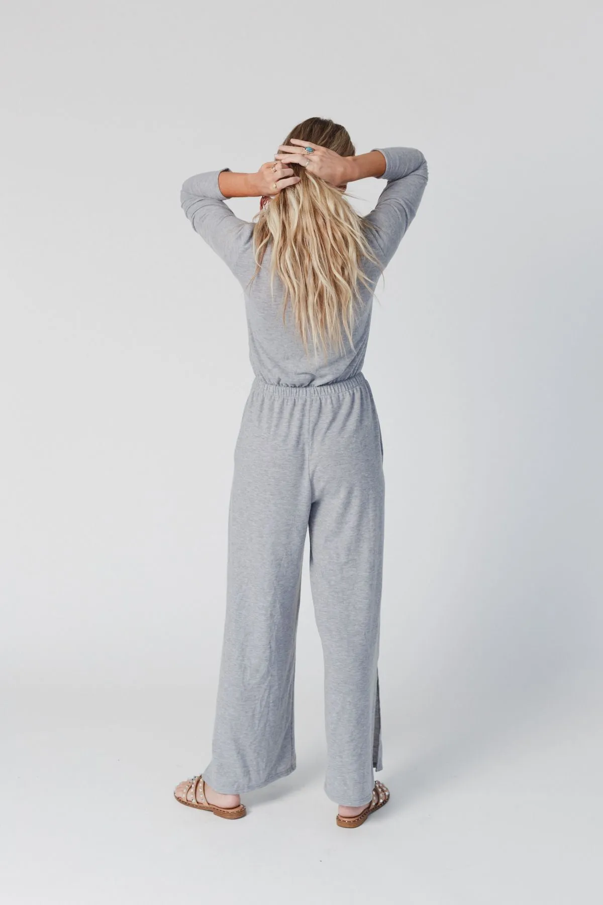 As It Was Cross Front Jumpsuit - Heather Gray