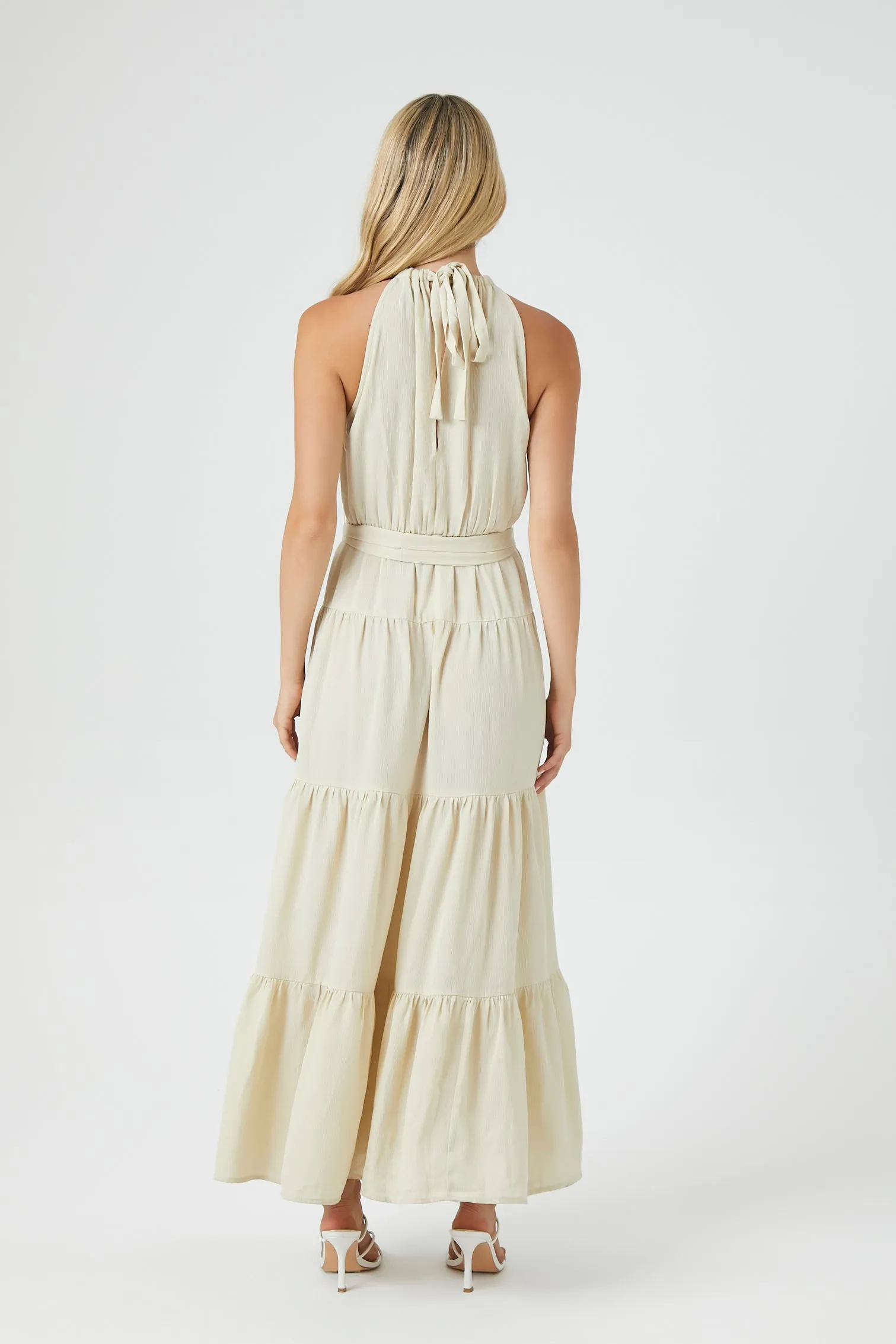 Belted Halter Maxi Dress