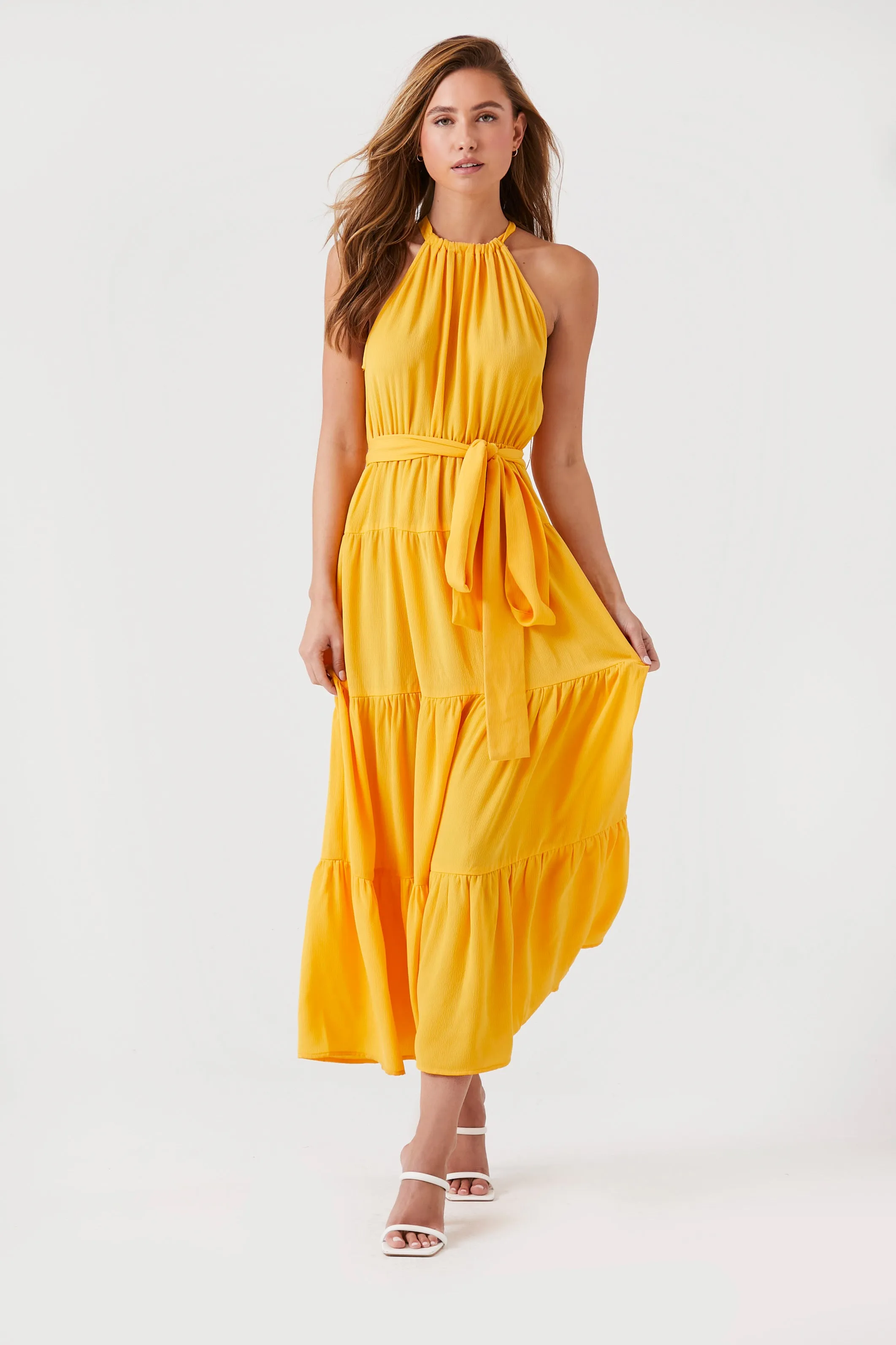 Belted Halter Maxi Dress