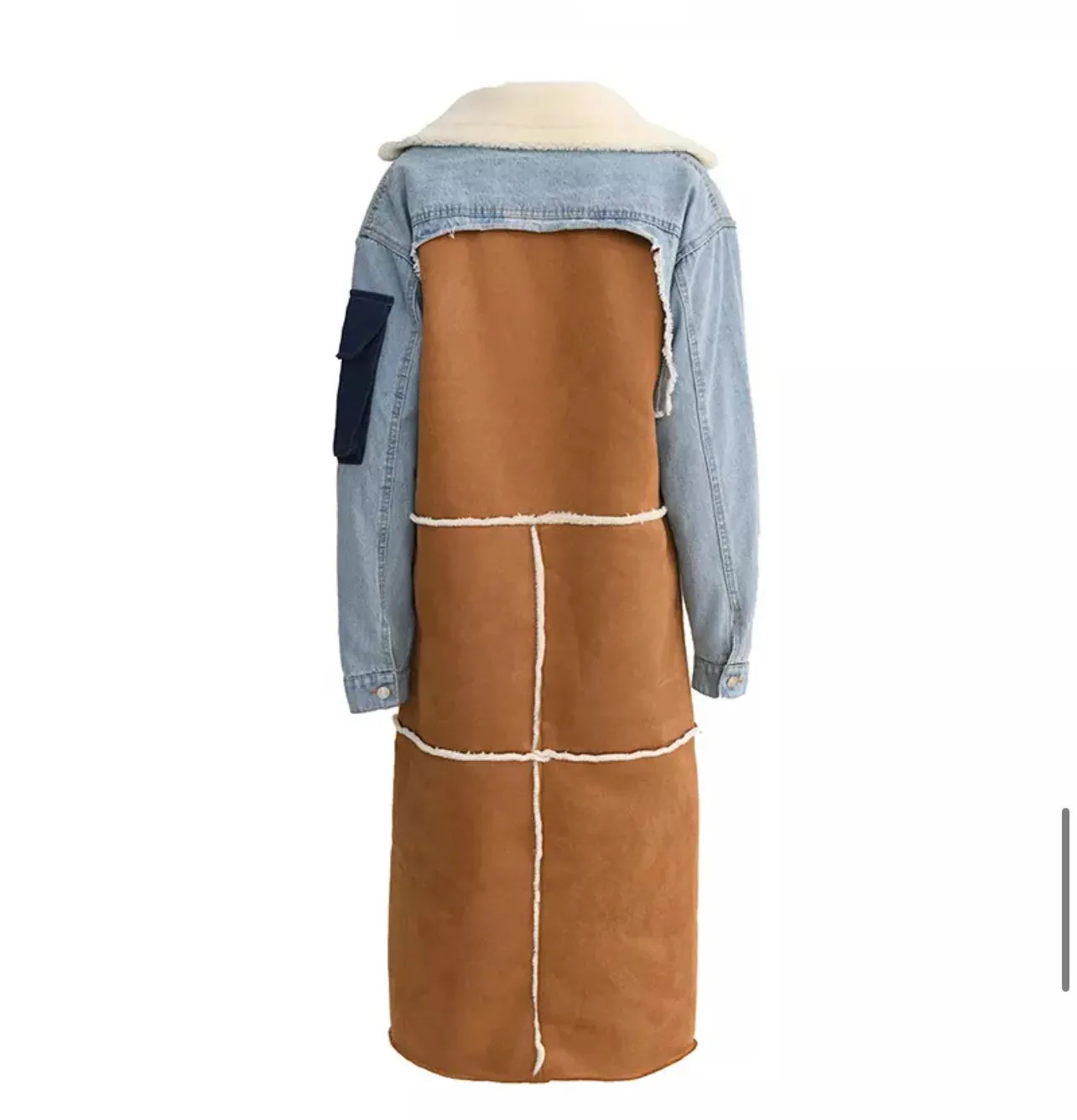 BELTED WOOL TRENCH DENIM JACKET