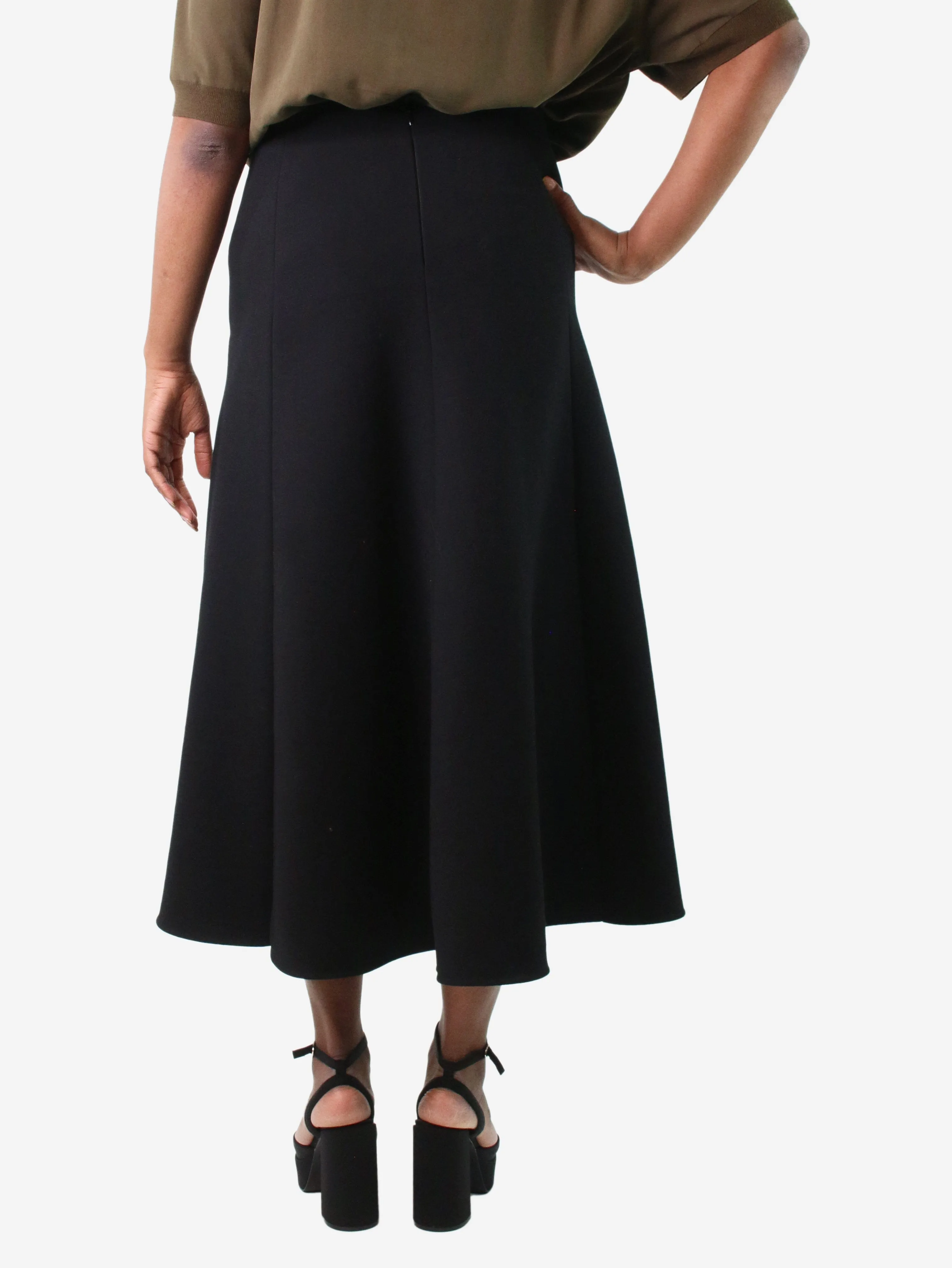 Black A-line midi skirt - size FR 42