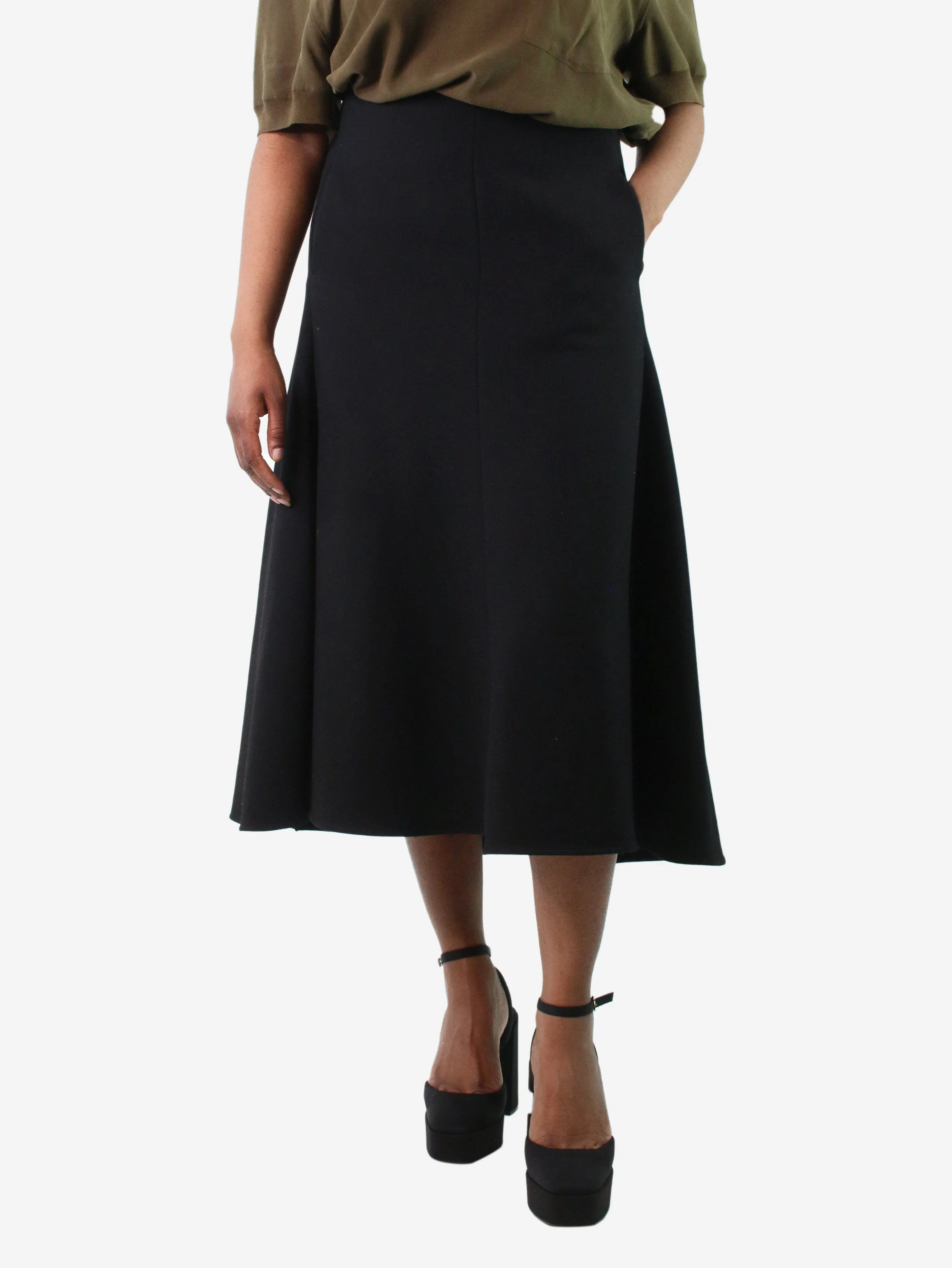 Black A-line midi skirt - size FR 42