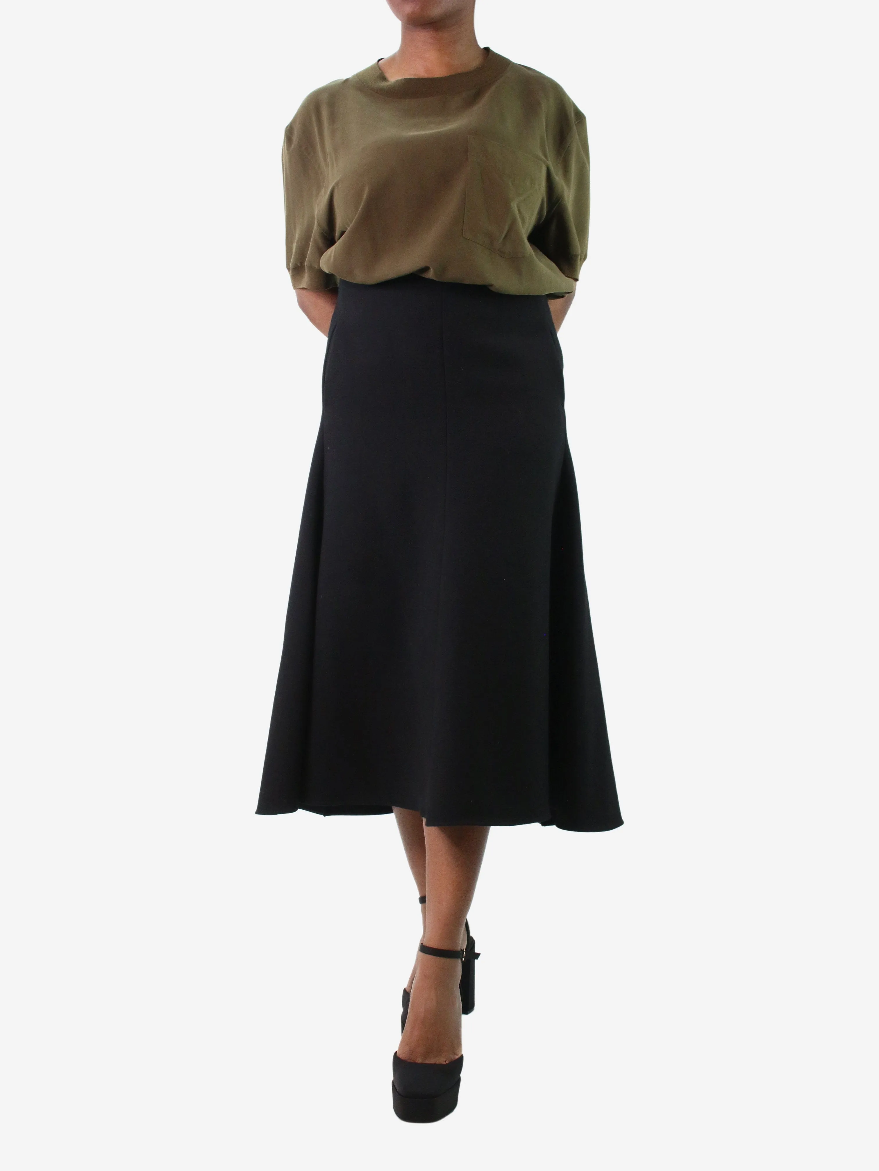 Black A-line midi skirt - size FR 42