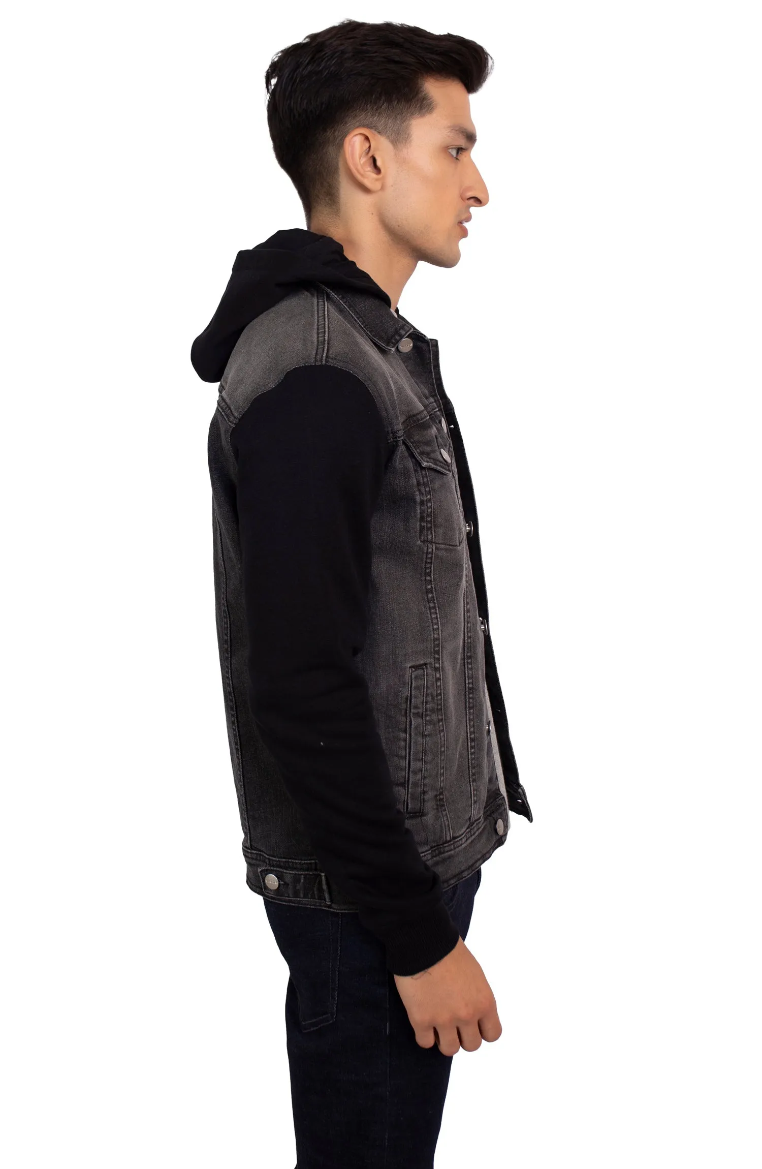 Black Hooded Denim Jacket