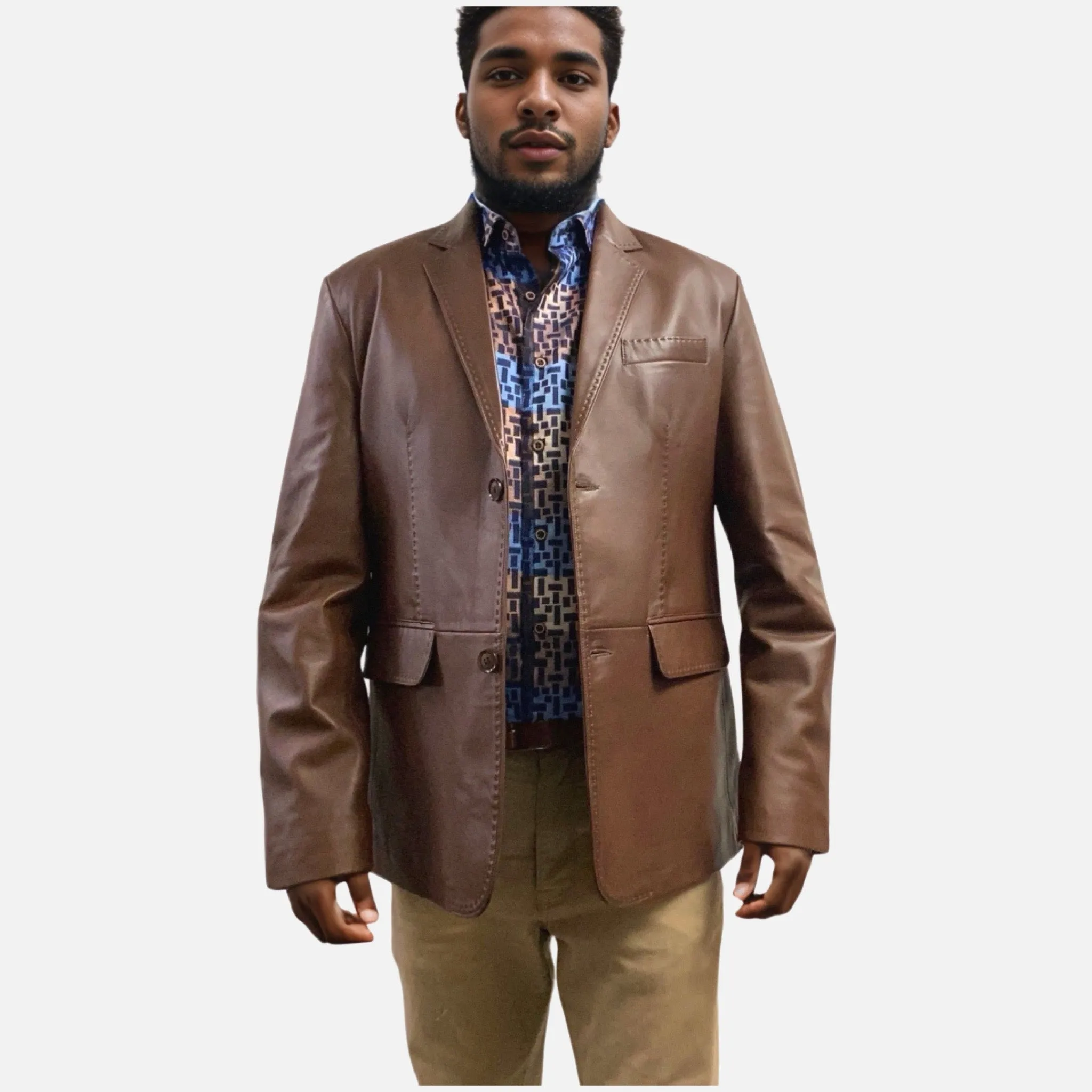 Butter Soft Men's Brown Leather Blazer - Timeless Elegance