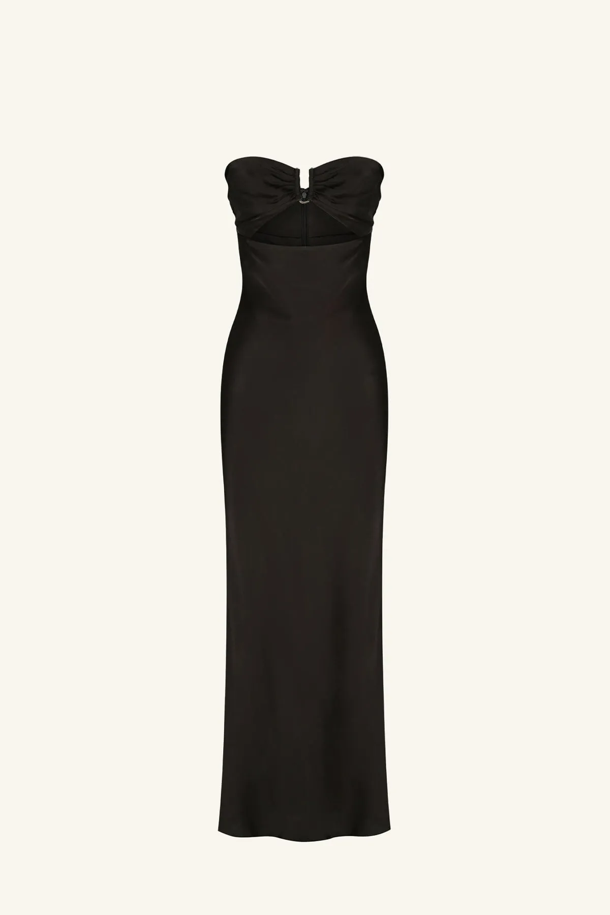 CAMILLE STRAPLESS CUT OUT MIDI DRESS - BLACK