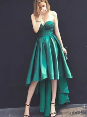 Charming High-Low Satin Sweetheart Neck Evening Prom Dresses.DB10126