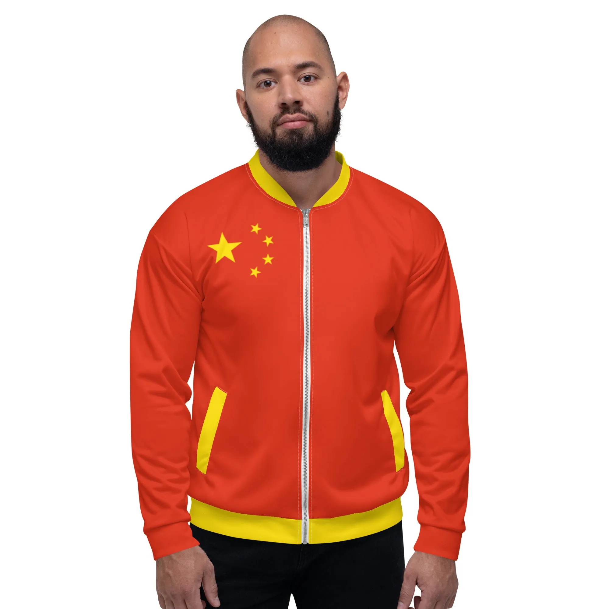 Chinese Jacket With The Flag Of China / Unisex Bomber Jacket