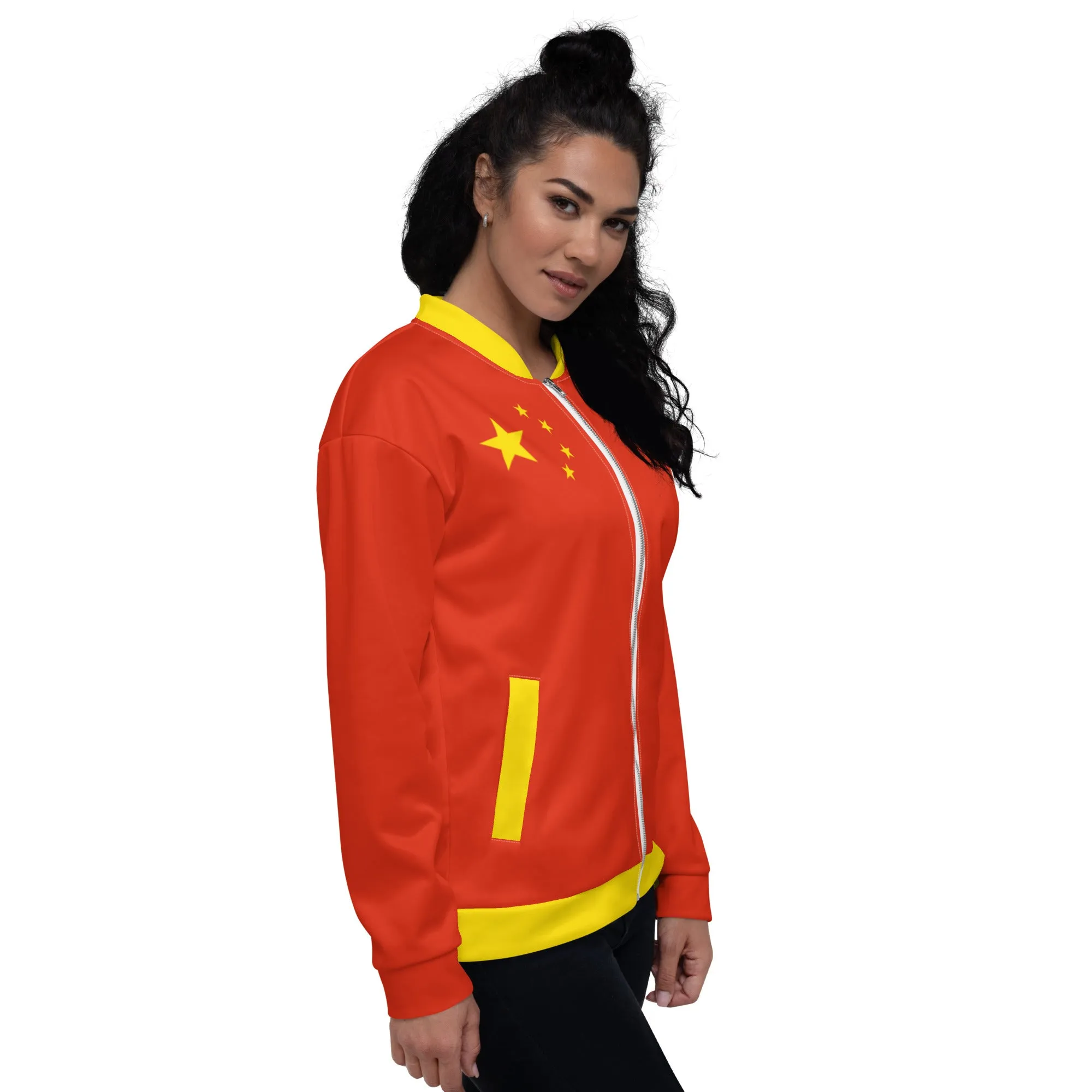 Chinese Jacket With The Flag Of China / Unisex Bomber Jacket