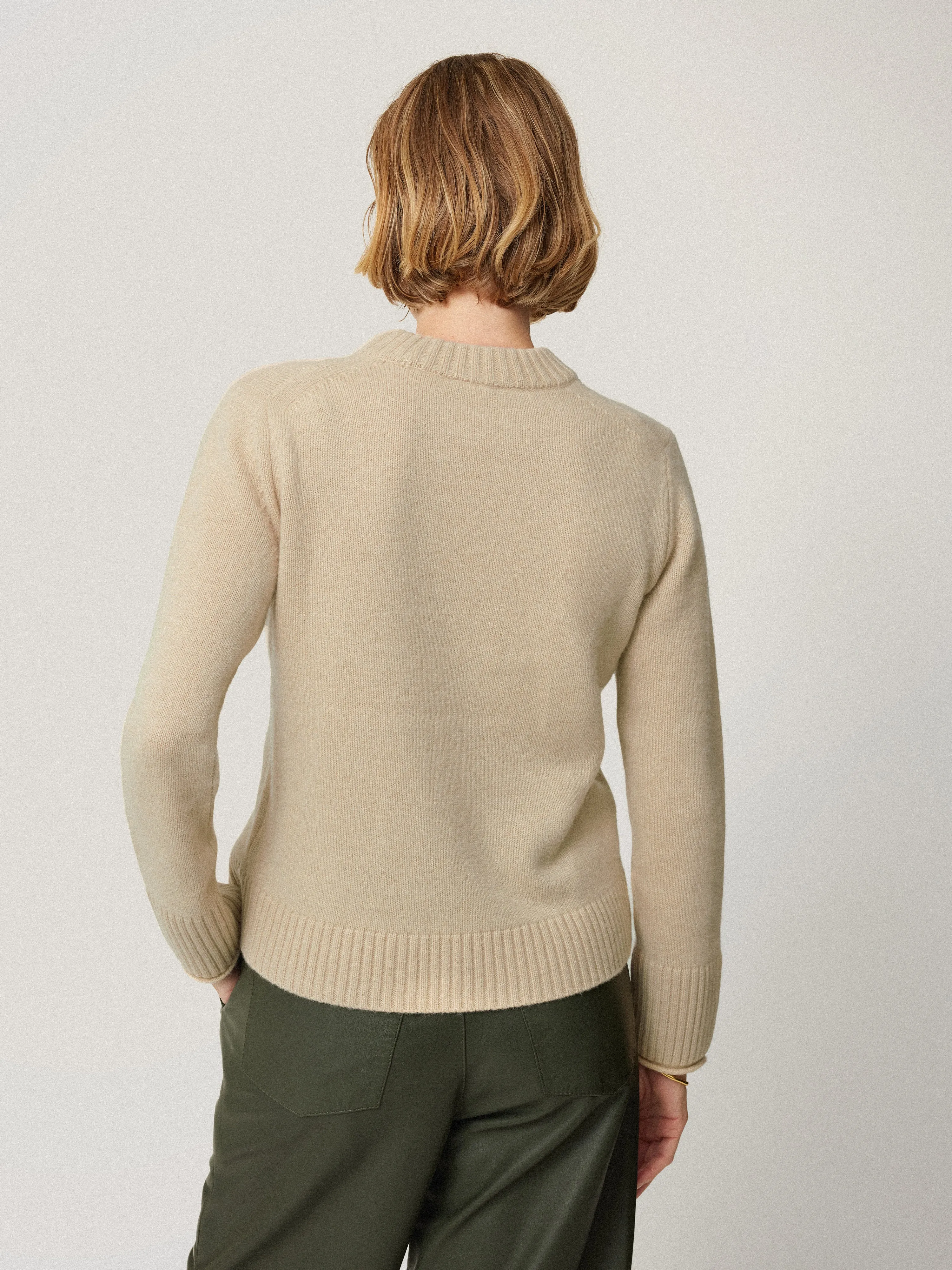 Compact Wool Cashmere Blend Jumper | Cream