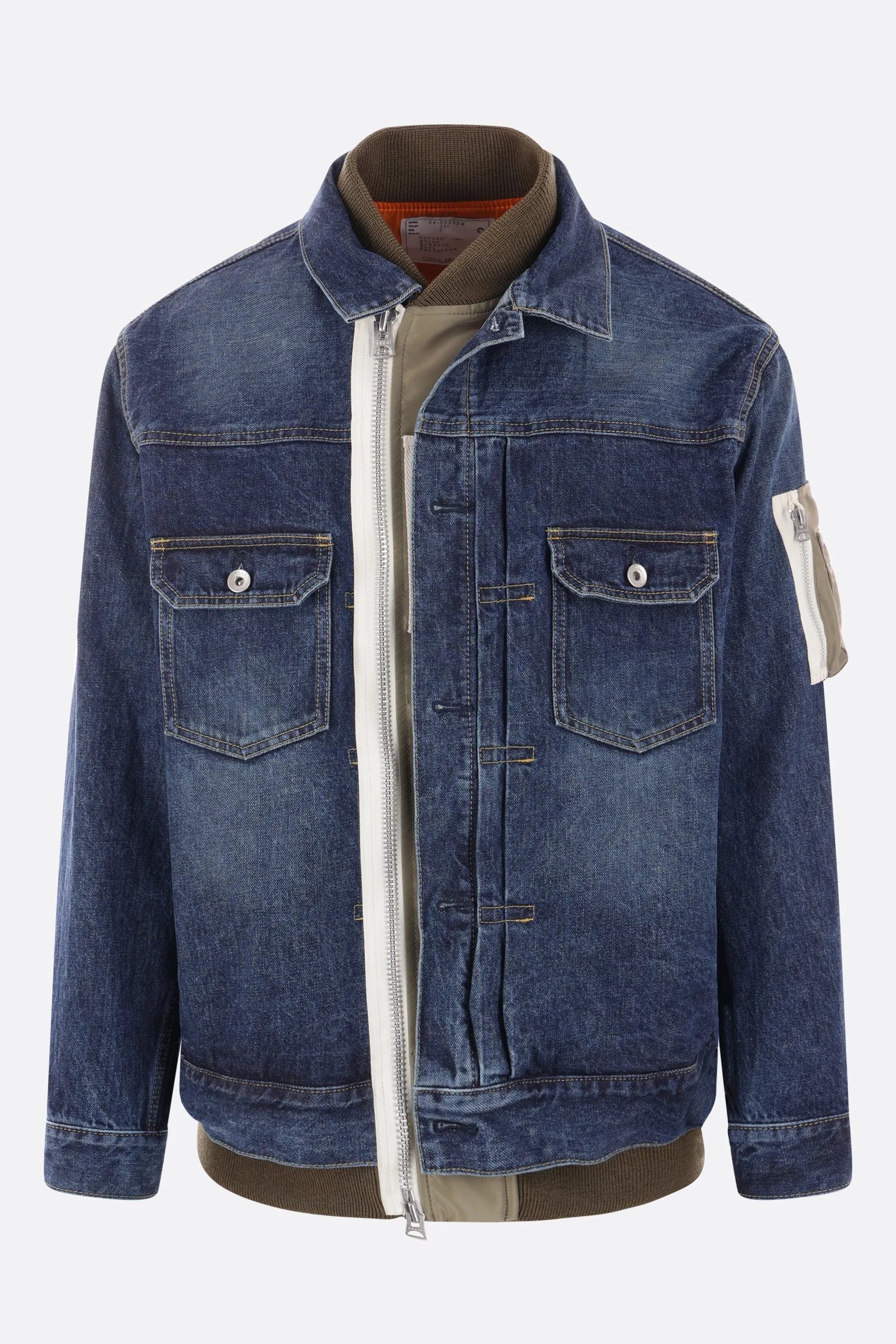 denim and nylon blouson jacket