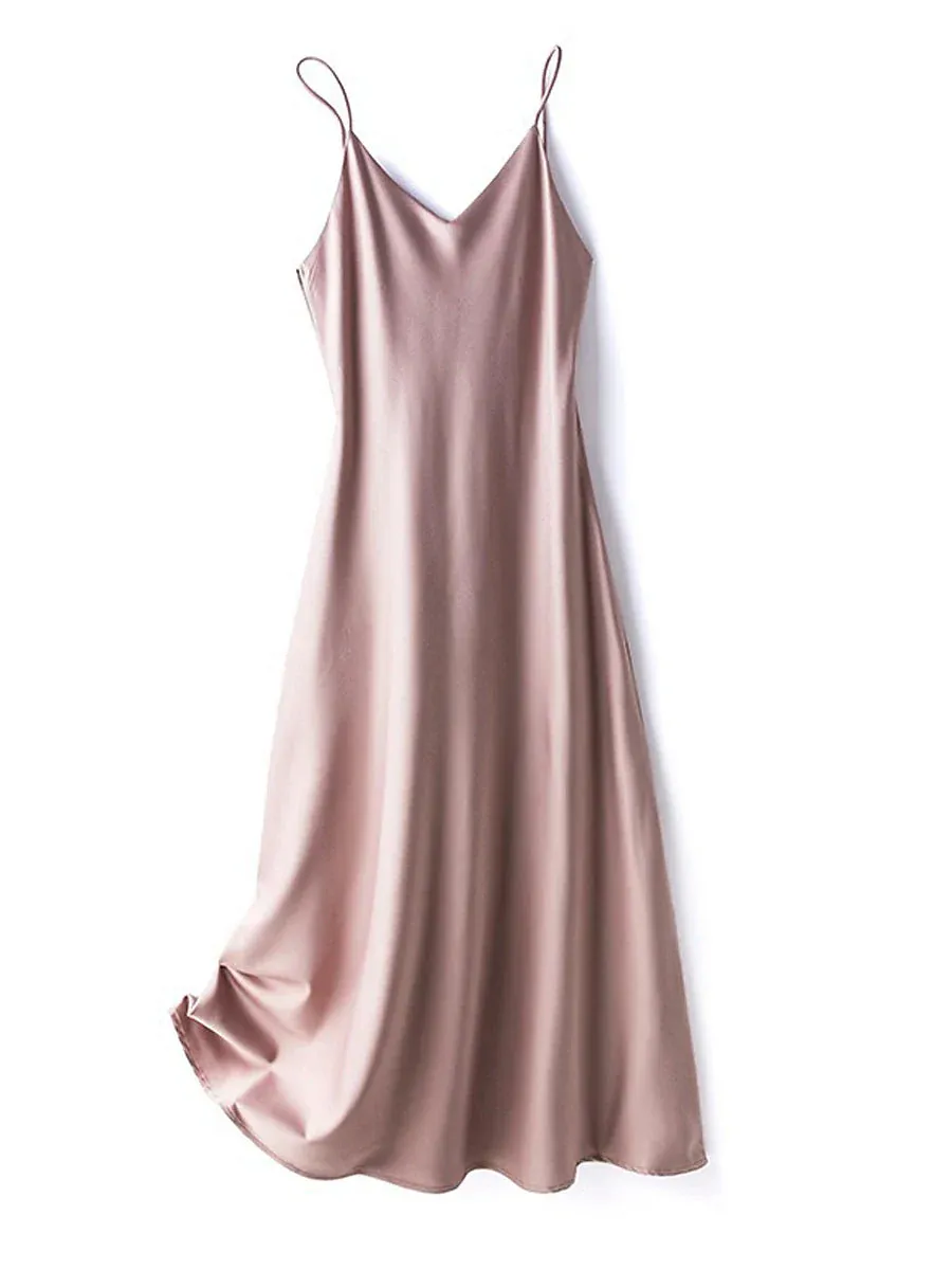 Elegant Silk Nightdress with Adjustable Shoulder Straps