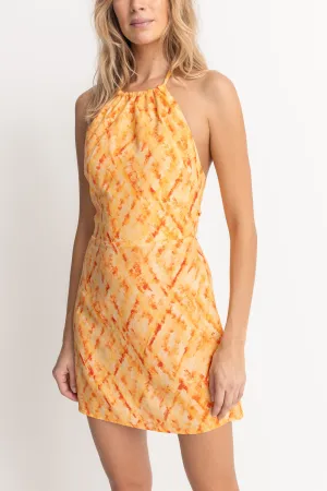 Fiesta Tie Dye Hatler Mini Dress Orange