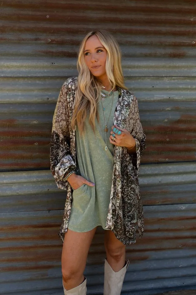 Free Spirit Floral Kimono - Brown