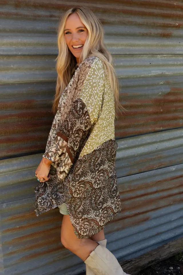 Free Spirit Floral Kimono - Brown