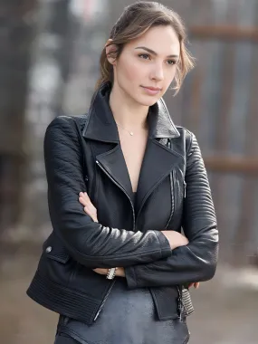 Gal Gadot Black Leather Jacket