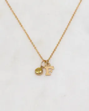 Initial F with Birthstone Necklace