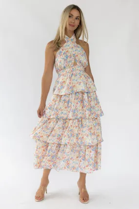 Kiera Floral Halter Midi Dress