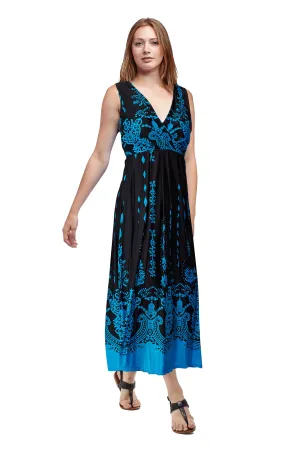 La Cera Paisley Border Print Sleeveless Printed Maxi Dress