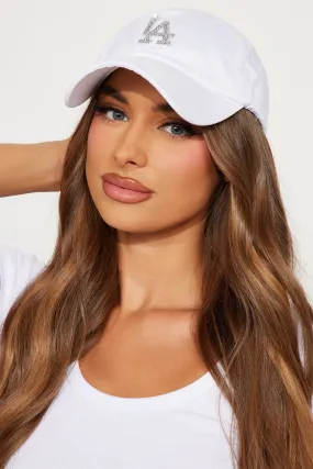 LA Rhinestone Baseball Hat - White