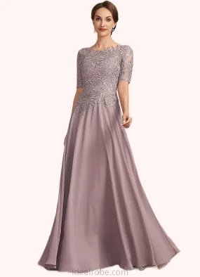 Madilynn A-Line Scoop Neck Floor-Length Chiffon Lace Mother of the Bride Dress STK126P0014628