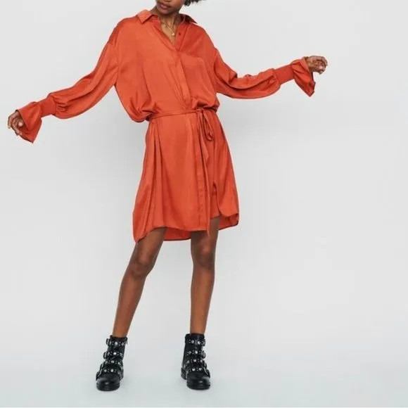 Maje NWT Terracotta Shirt Dress with Slip