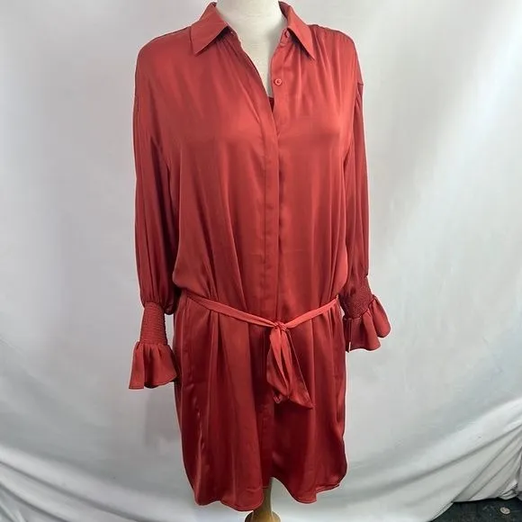 Maje NWT Terracotta Shirt Dress with Slip