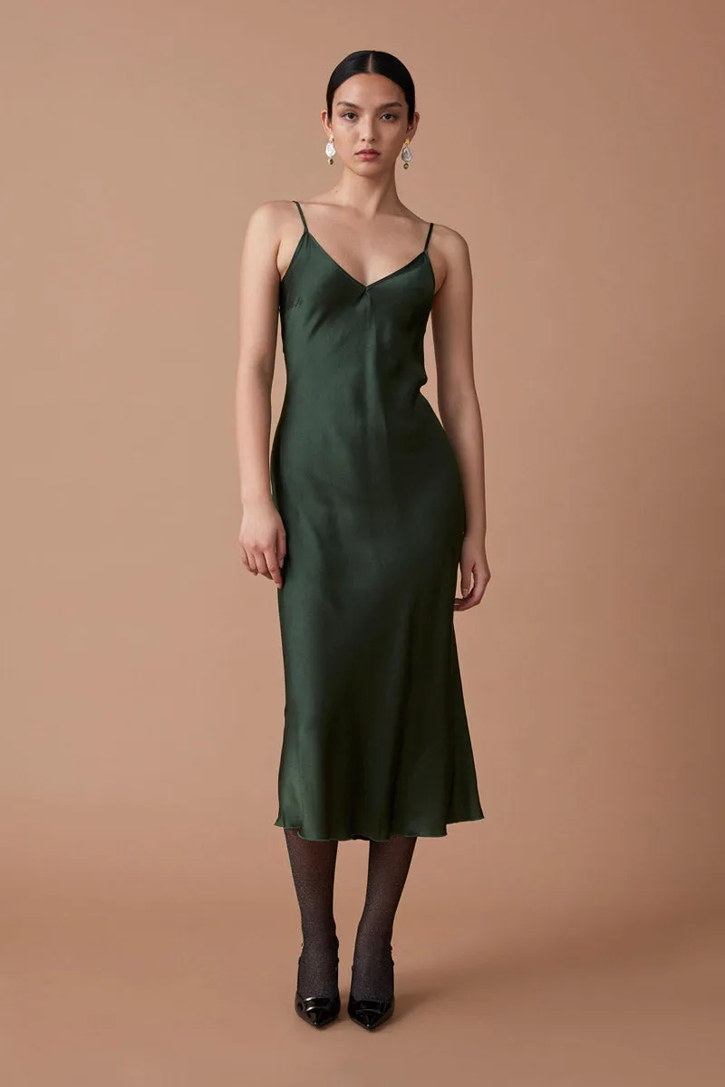 MASTANI SLIP DRESS - DEEP EMERALD