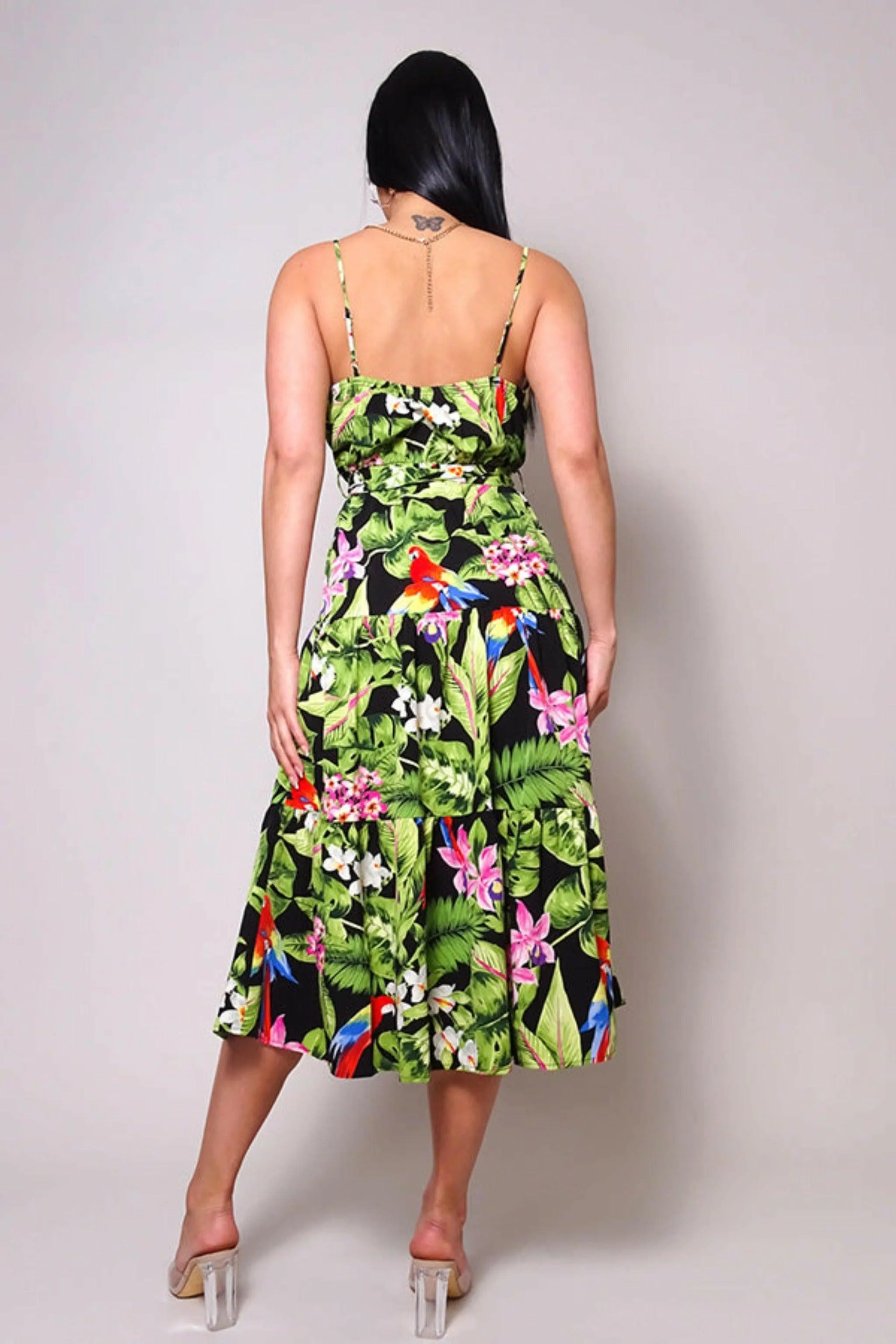 MAUI NIGHTS TROPICAL SUMMER MIDI DRESS