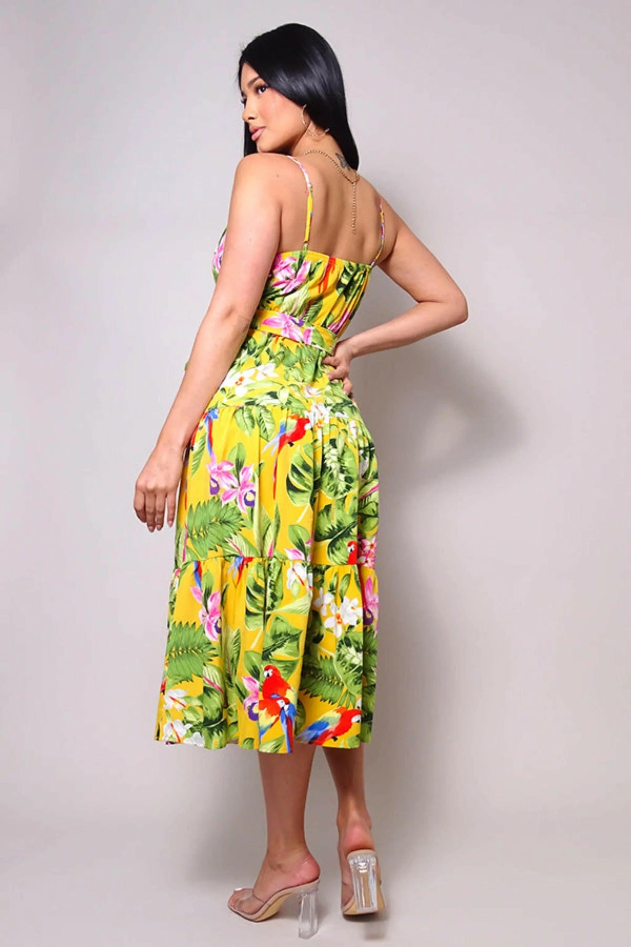 MAUI NIGHTS TROPICAL SUMMER MIDI DRESS