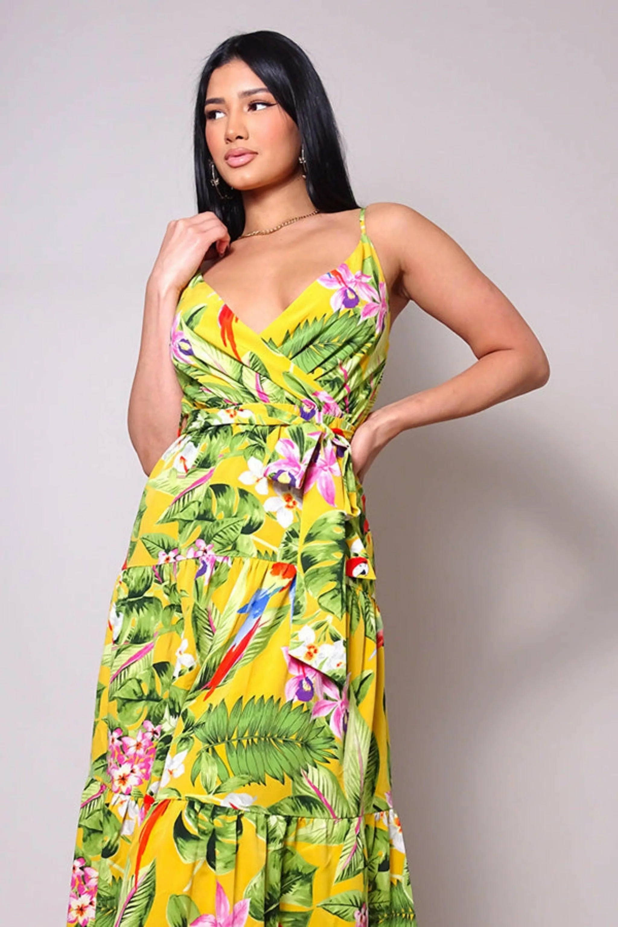 MAUI NIGHTS TROPICAL SUMMER MIDI DRESS