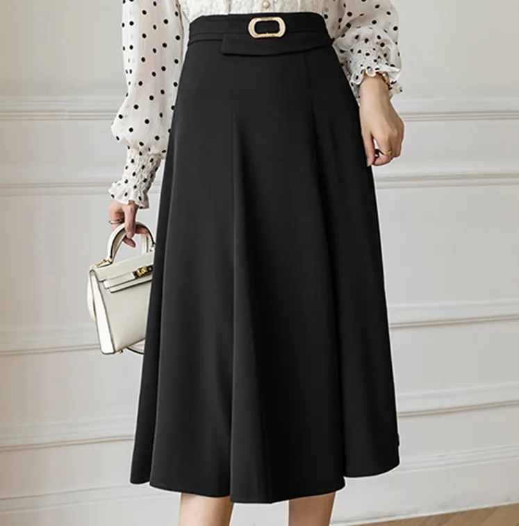 Midi Skirt With A-Line Cut And Pleats