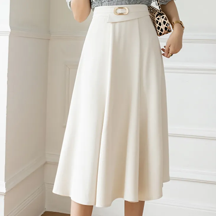 Midi Skirt With A-Line Cut And Pleats