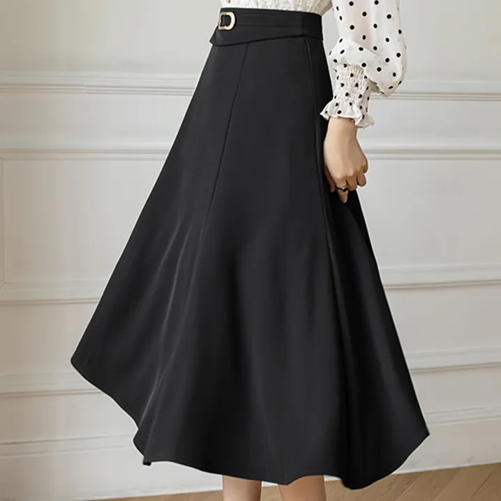 Midi Skirt With A-Line Cut And Pleats