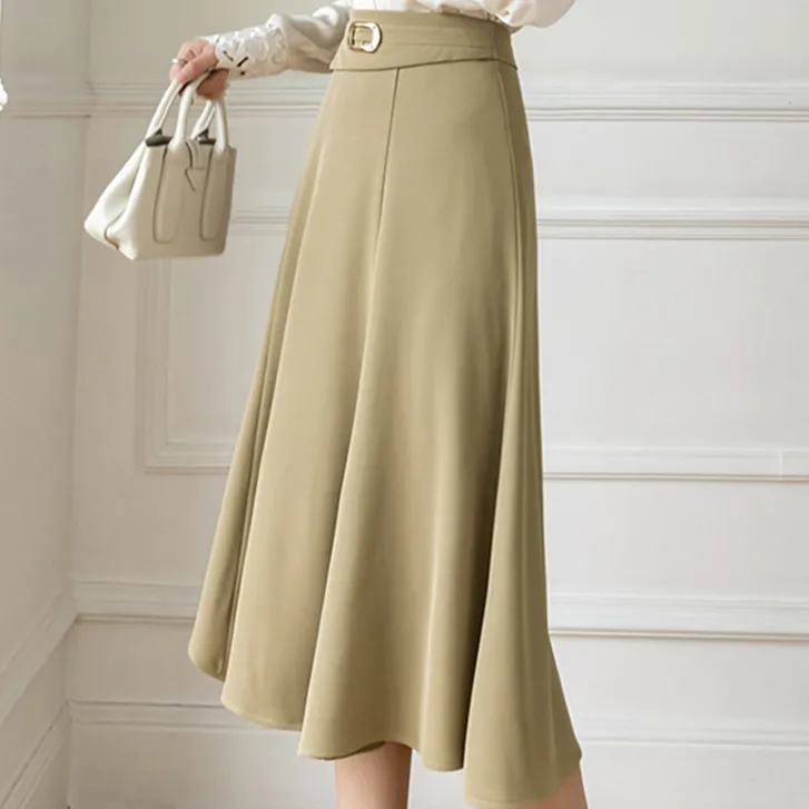 Midi Skirt With A-Line Cut And Pleats