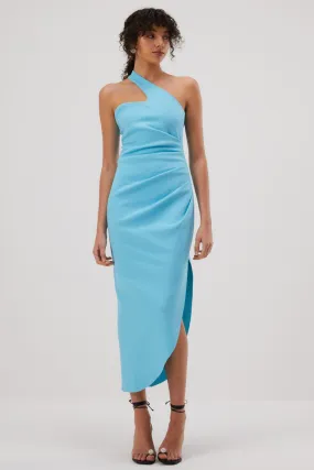 Misha Delancey Bonded Crepe Midi Dress - Aegan Blue