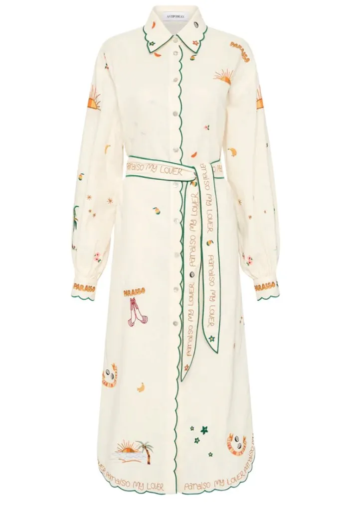 PARAISO BELTED SHIRT DRESS-COCONUT