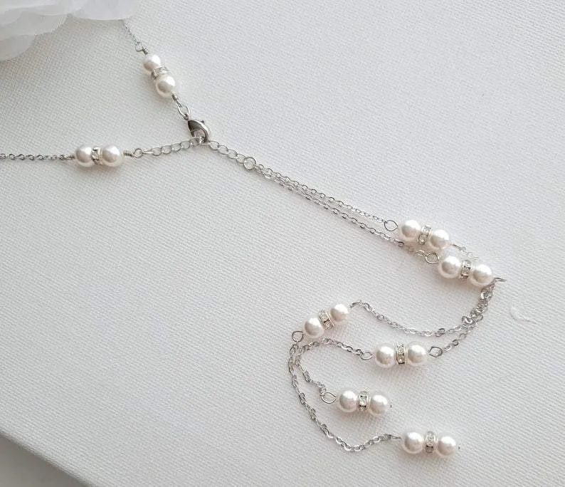 Pearl Backdrop Wedding Necklace-Ava