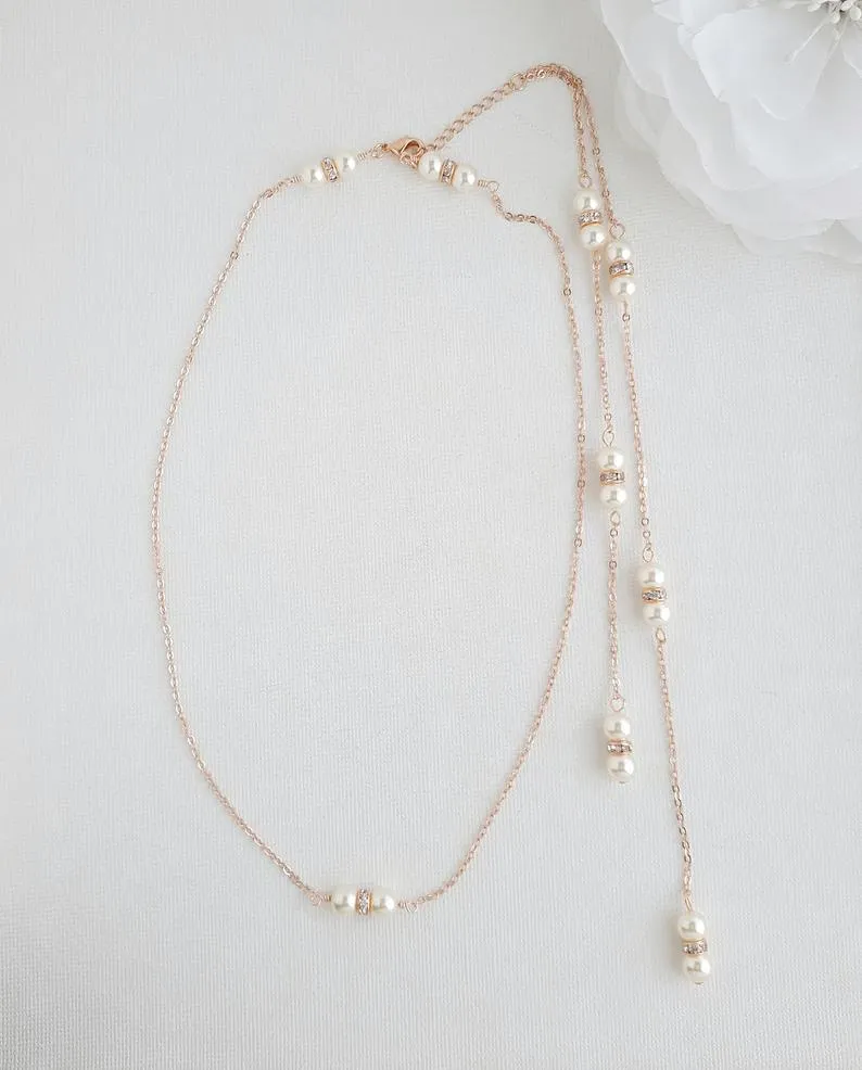 Pearl Backdrop Wedding Necklace-Ava