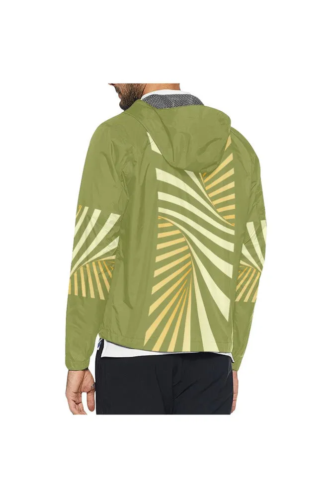 Pepper Stem Green & Aspen Gold Illusion All Over Print Windbreaker for Men (Model H23)