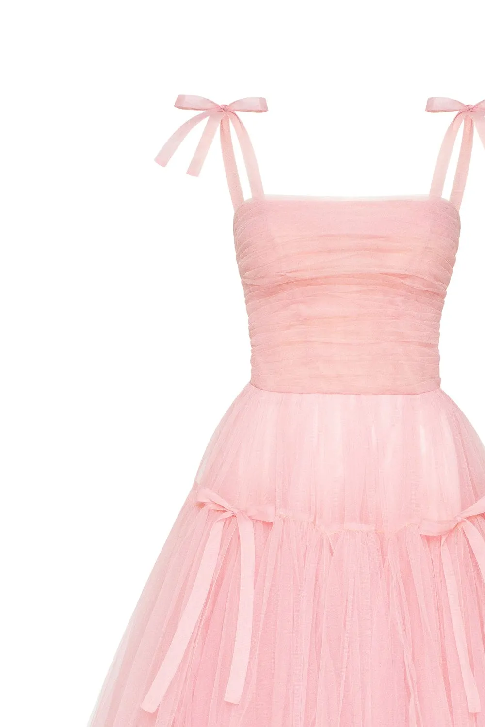 Pink tie-straps tulle dress