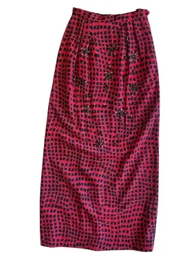 Red Beaded Maxi Skirt